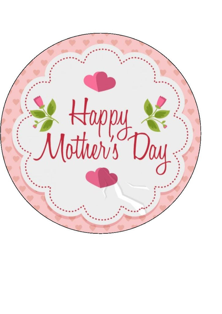 Mother's Day Pretty Pink Edible Cake and Cupcake Toppers