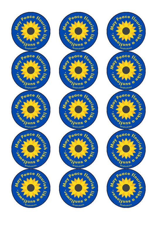Ukraine Edible Cake & Cupcake Toppers - Design 5 - 100% OF PROFITS ON THIS PRODUCT WILL GO TO A CHARITY TO HELP THE UKRAINE. STOP WAR