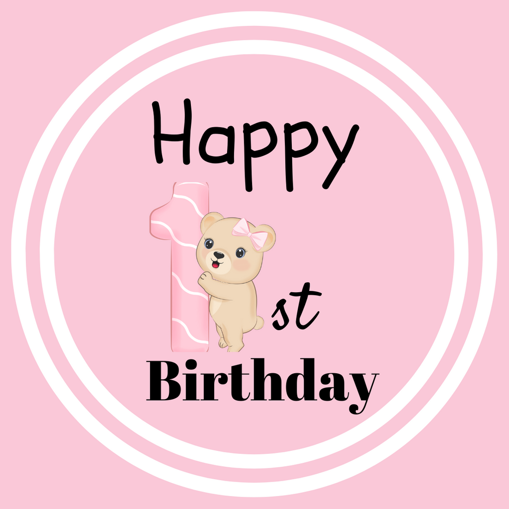 Happy 1st Birthday - Pink - Edible Cake and Cupcake Toppers