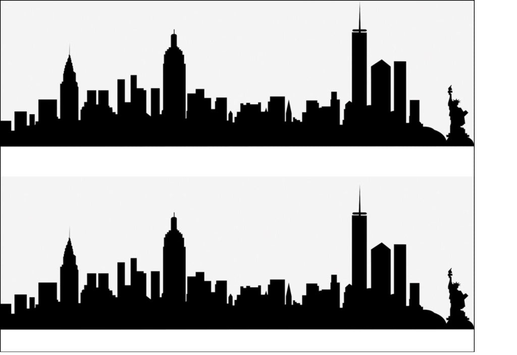 New York City Skyline - Black Silhouette A4 Edible Fondant Icing Sheets