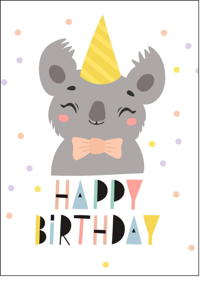 Happy Birthday - Koala - Edible cake/cupcake toppers