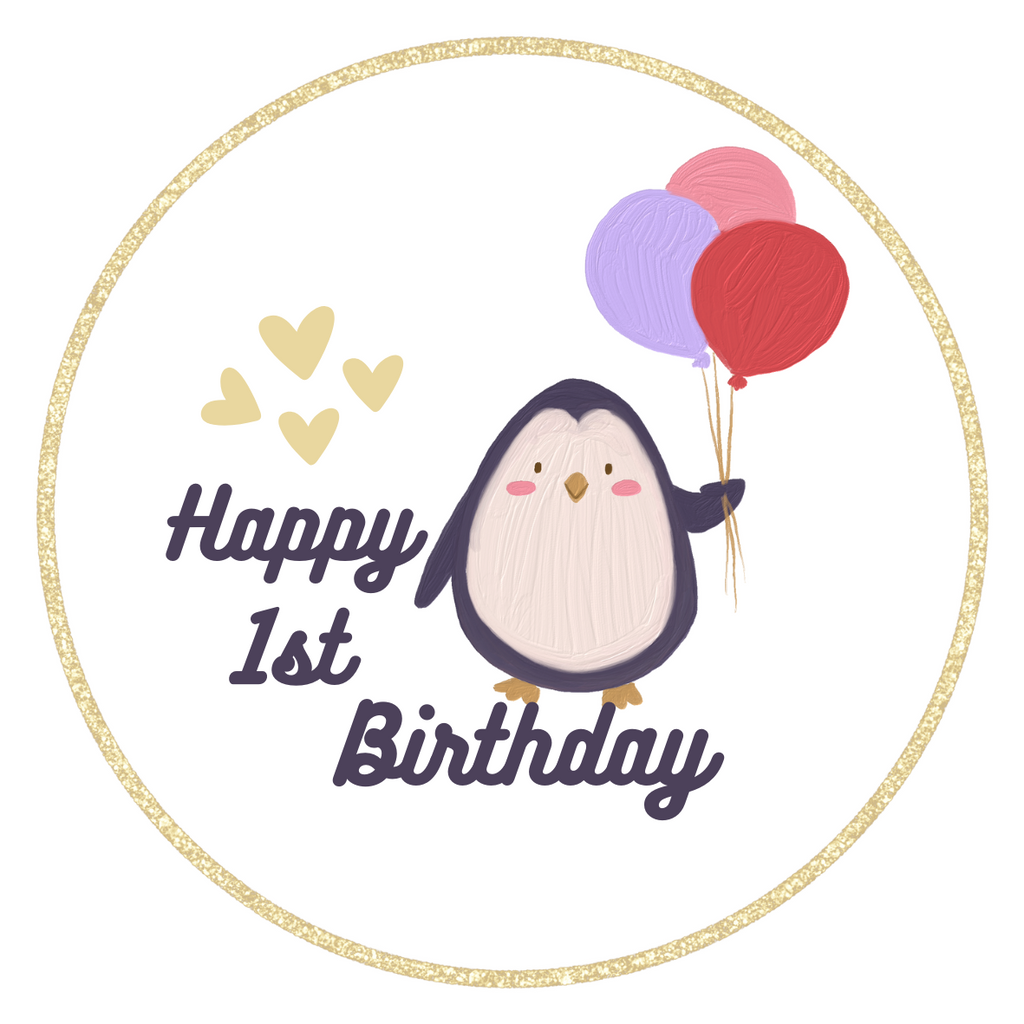 Happy 1st Birthday Penguin Cake Toppers