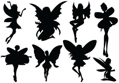 Fairies - Black Silhouette A4 Edible Fondant Icing Sheets