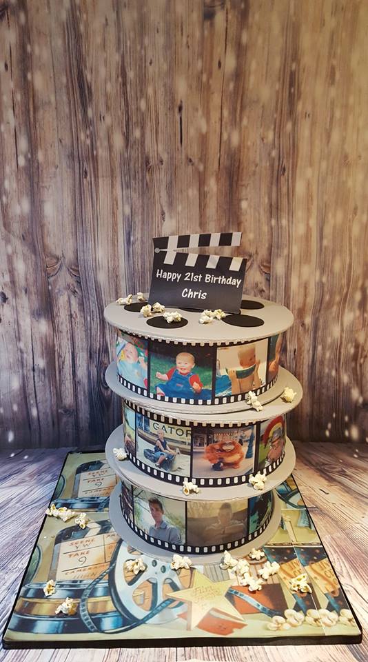 2 Tier Personalised Photo Reel Birthday Cake | Susie's Cakes