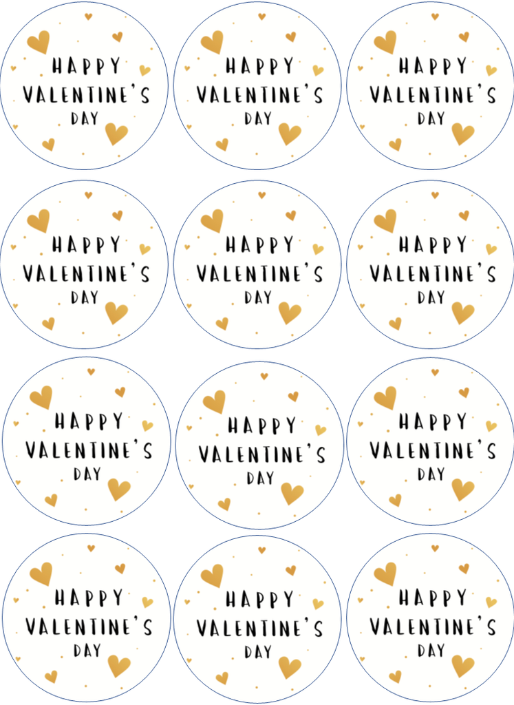 Edible Drink/Cocktail Toppers - Gold Valentine Hearts