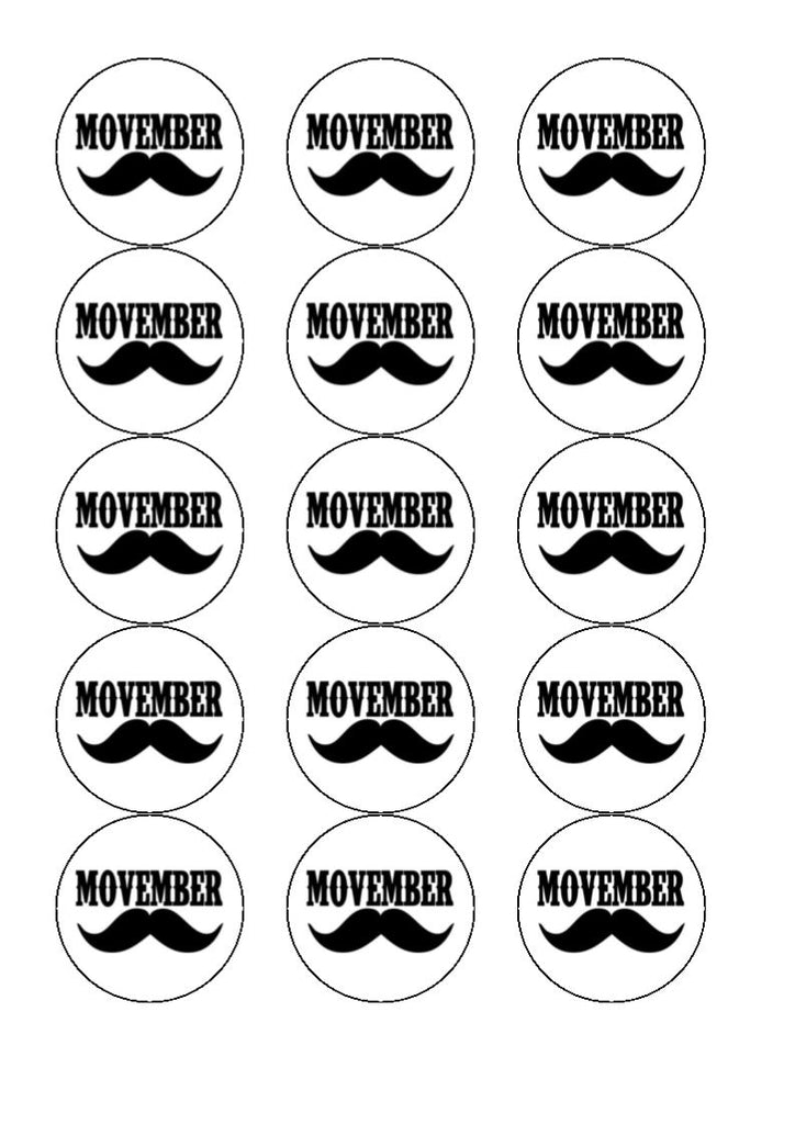 Movember Edible Cake & Cupcake Toppers