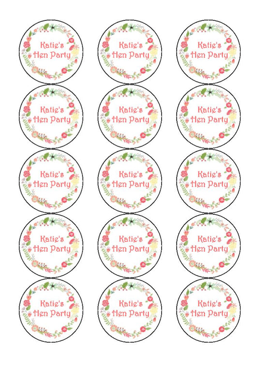 Hen Party Personalised Edible Drink Toppers