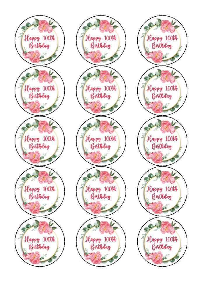 100th Birthday Cake Toppers - Floral