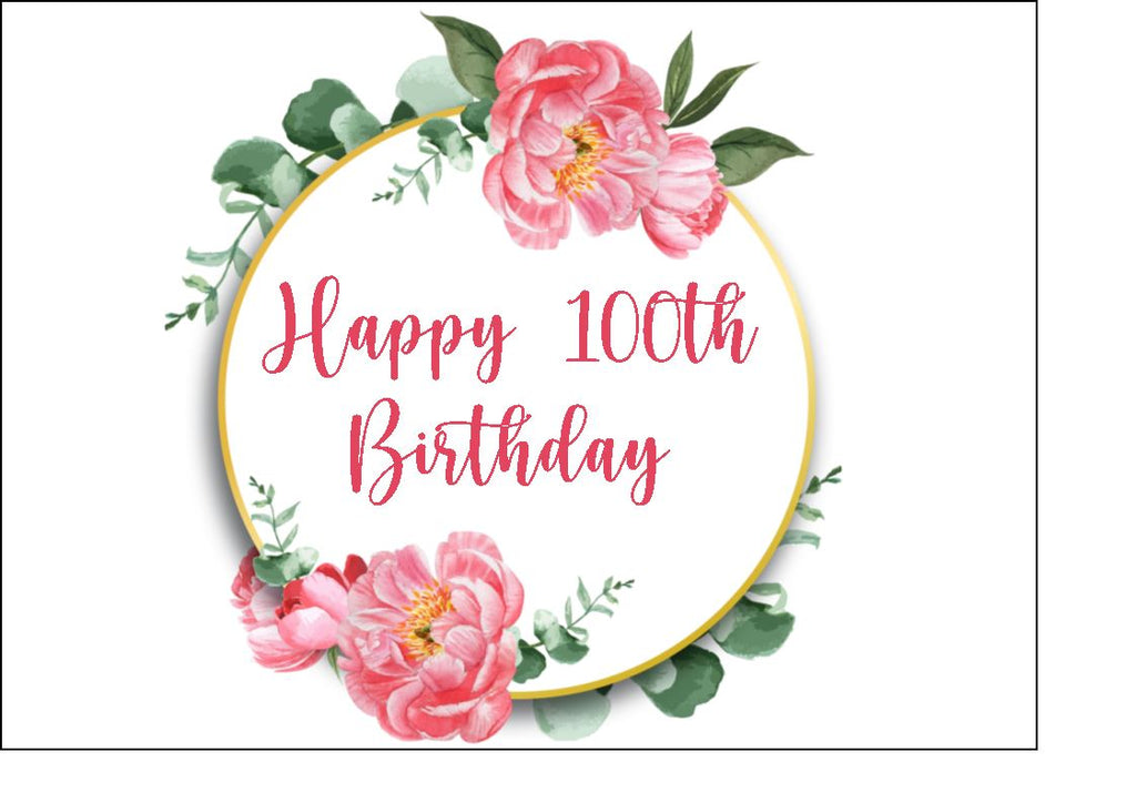 100th Birthday Cake Toppers - Floral