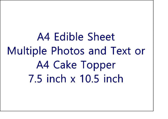 Create Your Own Edible Cake Topper - A4 Rectangle (10.5" x 7.5")