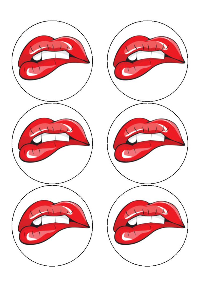 Edible Drink/Cocktail Toppers - Sexy Lips (Wording can be added, see example)
