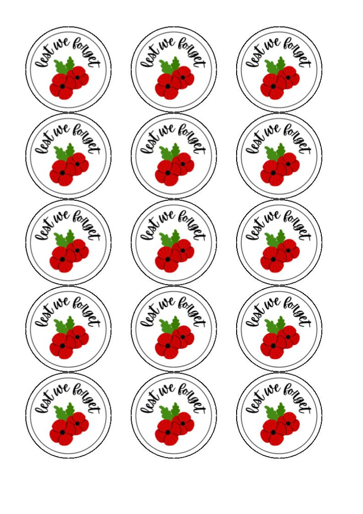 Remembrance - Edible cake/cupcake toppers - Lest we forget 1