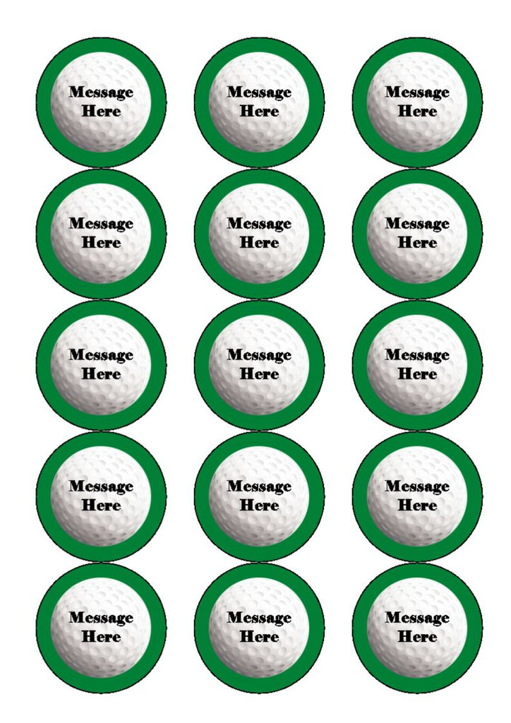 Golf Ball - Can be personalised - Edible Cake & Cupcake Toppers