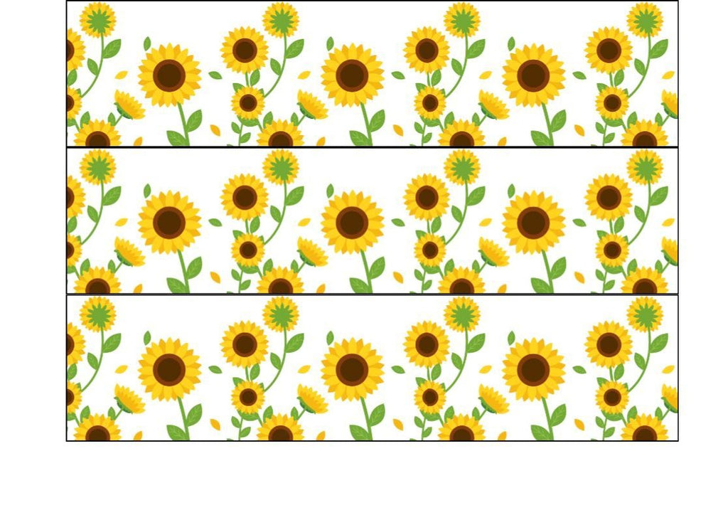 Cake Ribbons - Edible Fondant Strips - sunflowers