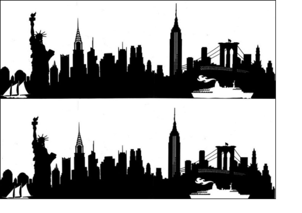 New York City Skyline - Option 2 - Black Silhouette A4 Edible Fondant Icing Sheets