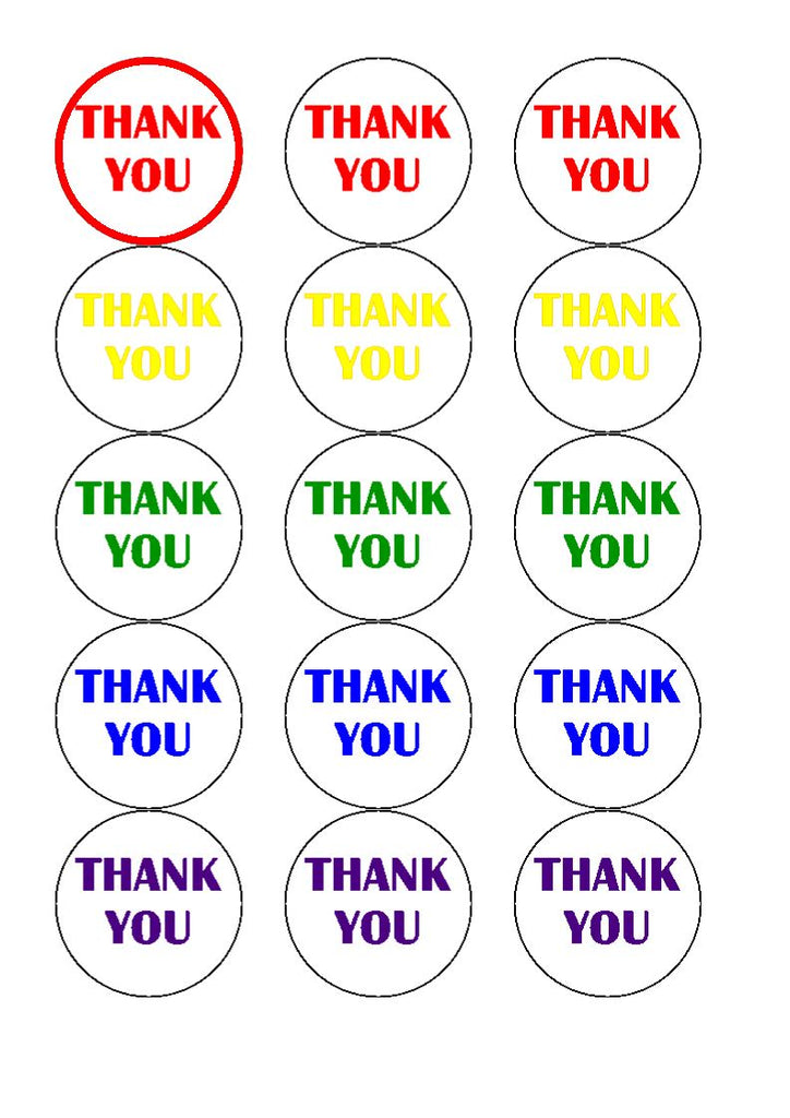Thank you - edible cake/cupcake toppers - Incredible Toppers Thank you - edible cake/cupcake toppers - Incredible Toppers