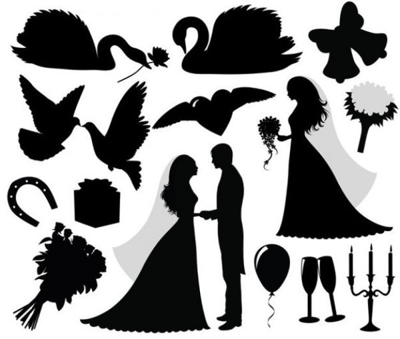 Wedding Black Silhouette A4 Edible Fondant Icing Sheets (not pre-cut)