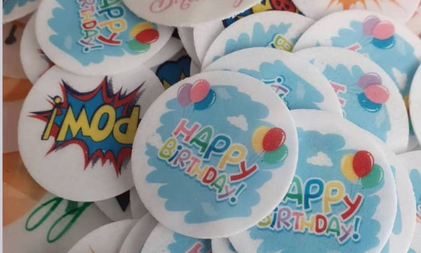 Birthday edible cake toppers and cupcake toppers